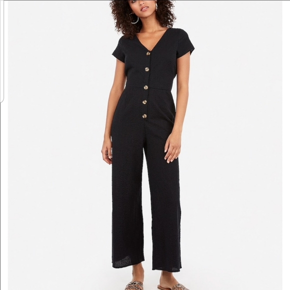 Express Dresses & Skirts - Black cotton button up jumpsuit romper